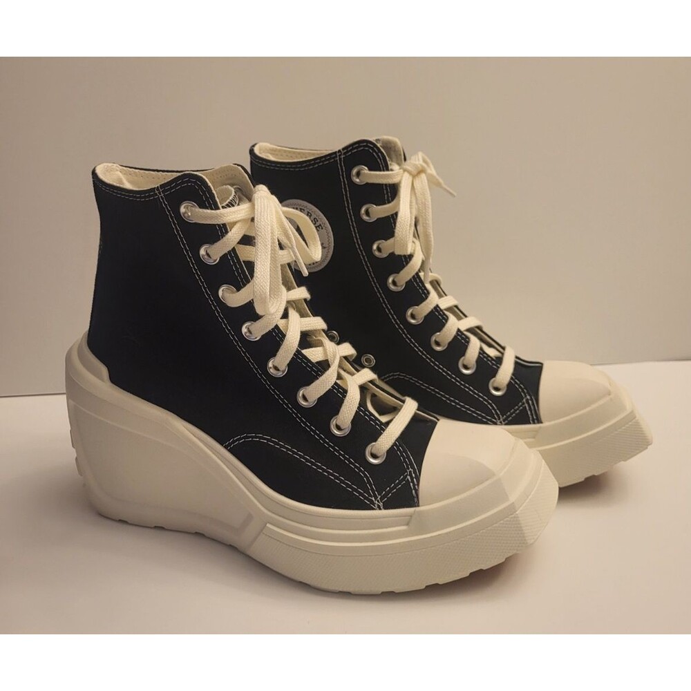 New Converse Chuck Taylor 70 De Luxe Wedge Platform Hi Top Sneakers Black US 8
